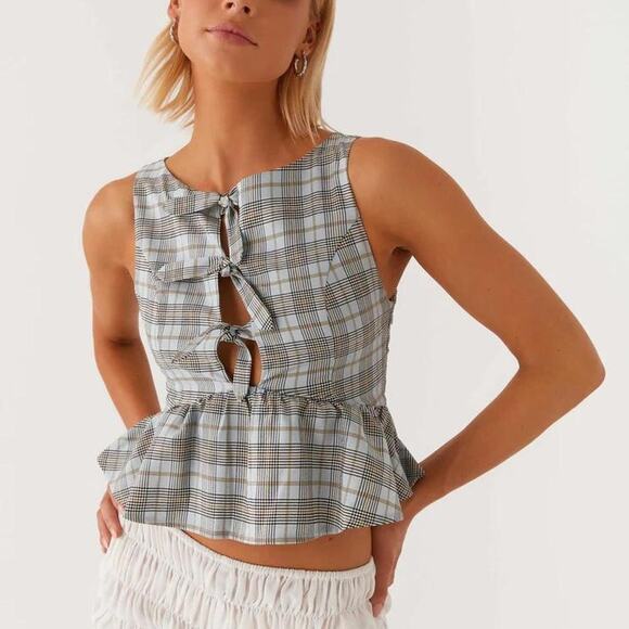 Peppermayo Tops - NEW Peppermayo romina tie plaid crop size small